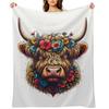 Scottish Highland Cow Cattle Farm Hairy Cowgirl Flower Throw Blanket Weighted Sofa Throw heavy to sleep Blankets