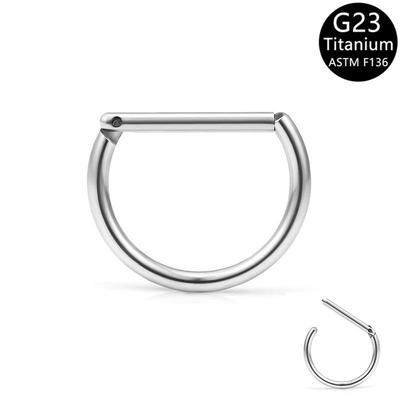 Титановая сталь G23 D-образное кольцо для носа 16G/1,2 мм для септума и хряща, серьга-пусет