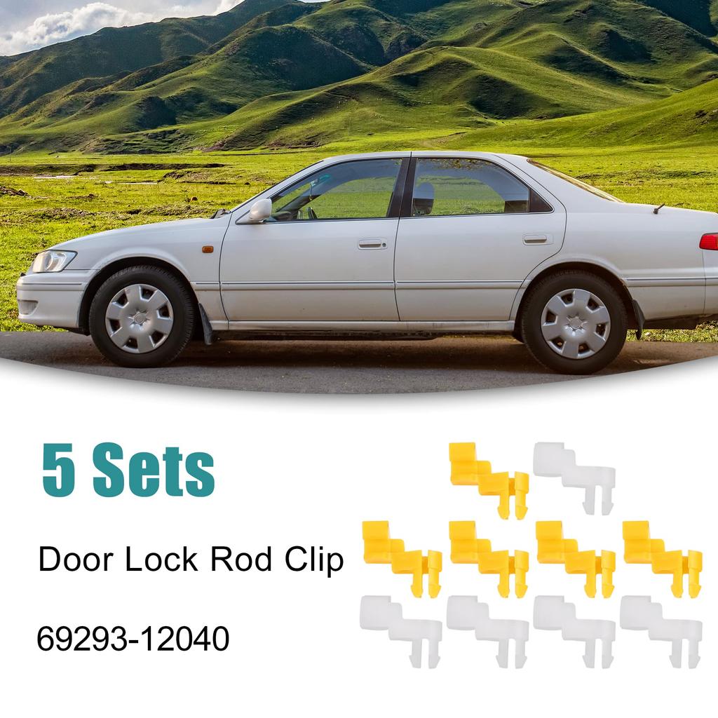 ACROPIX Bumper Fender Retainer Fasteners Door Lock Rod Clips for Toyota Camry White Yellow 5 Sets