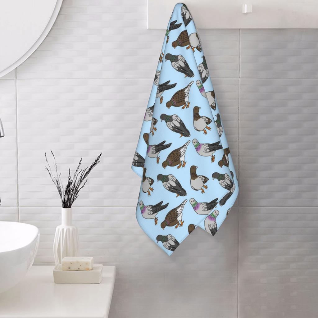 City Pigeons Soft Face Towel Quick Dry Pool Bath Cotton Towels Breathable