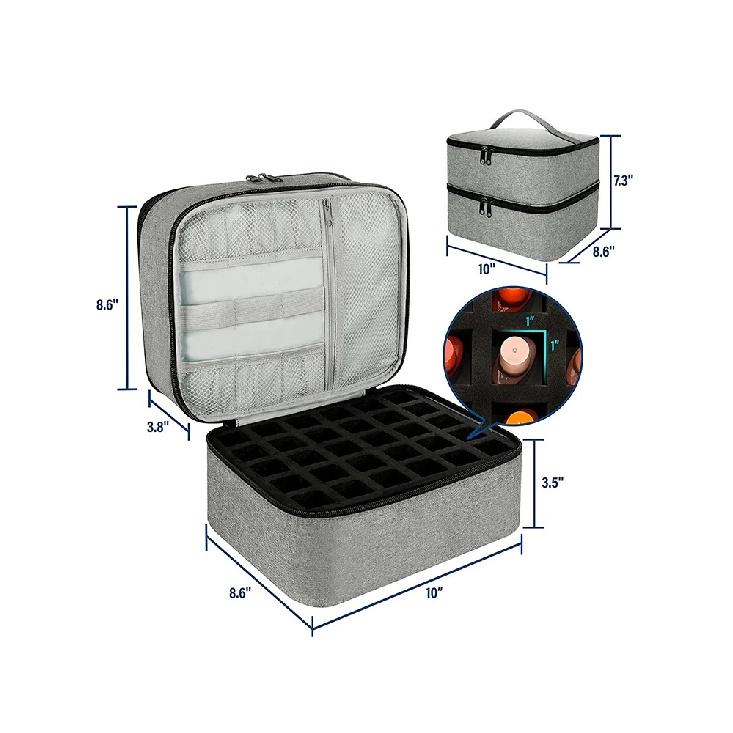 Nail Polish Storage Bag Essential Oil Bag Portable Cosmetic Nail Care Kit Nail Care Tool Storage Box Double Layer 30 Compartment