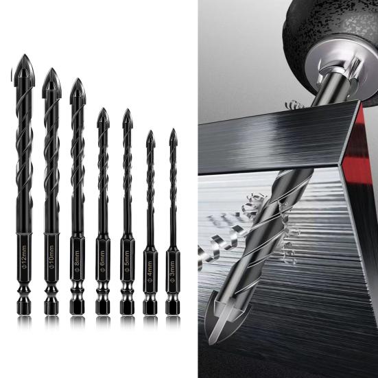 7 шт. Сверла, нержавеющие, устойчивые к коррозии, супер острые, широкие, совместимые, промышленная прочность, карбидное крестовое сверло, комплект наконечников