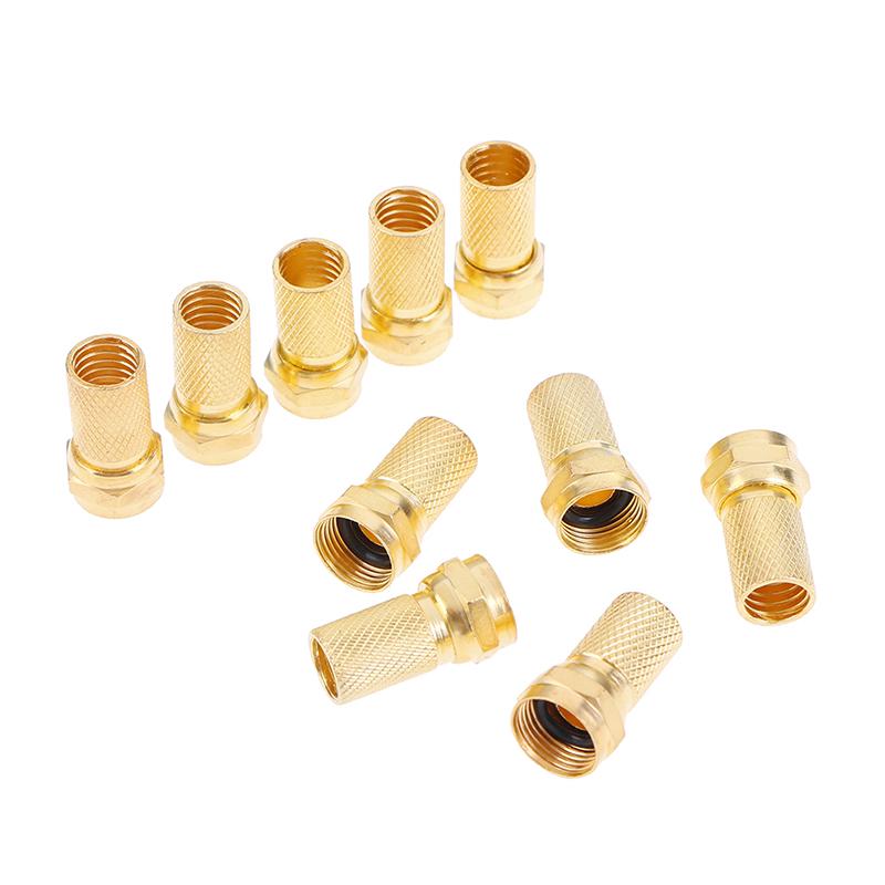 10 шт. скручивающиеся вилки коаксиального кабеля Rg6 типа F, латунный разъем, медь