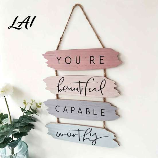 Inspirational Wooden Wall Art Hanging Sign Motivational Quote Wood Plaque Decor Vintage Spliced Decor Positive Saying for Bedroom Study Office Home