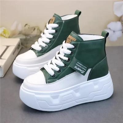 Мода Осень Зима Мода Сочетание Цветов Конфетный Цвет Кружево со Сверхвысоким Каблуком 10см Маленькие Белые Туфли Модные Крутые Высокие Кеды