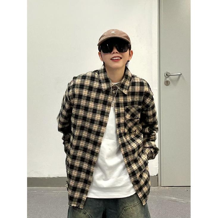 Рубашка с длинным рукавом с буквенным принтом 2024 года в японском стиле в стиле Гонконга, свободная рубашка для мальчиков, летнее модное универсальное повседневное пальто