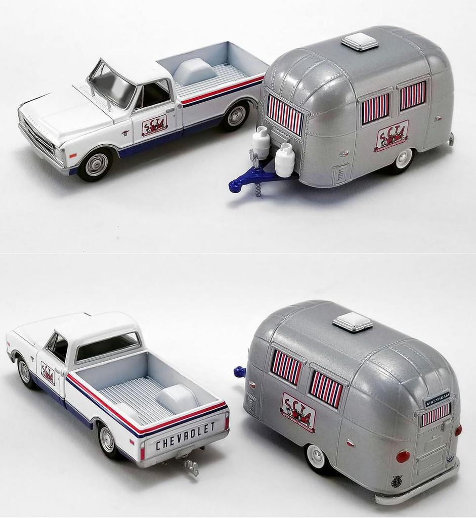 Greenlight ACME Scale Chevrolet C10 with Airstream Bambi Sport 1968 Greenlight Chevy Airstream 1/64 S.C.T.A.