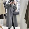 Двустороннее шерстяное пальто в корейском стиле для женщин - Большой размер, Приталенный силуэт, Длинное
