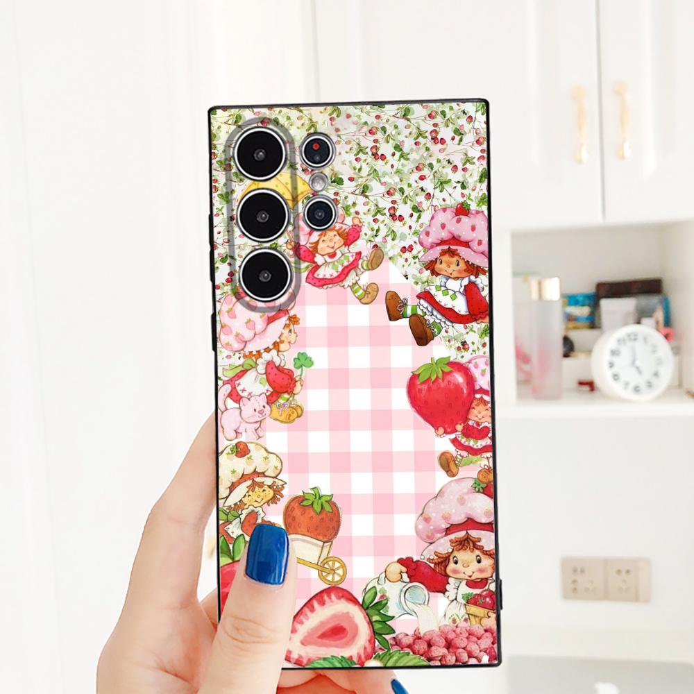 Клубнично-розовый S-Шорткейк Чехол для телефона Samsung Galaxy S25 S24 S22 S23 Ultra S21 S20 Plus 5G Матовый Нескользящий Полностью Мягкий Чехол