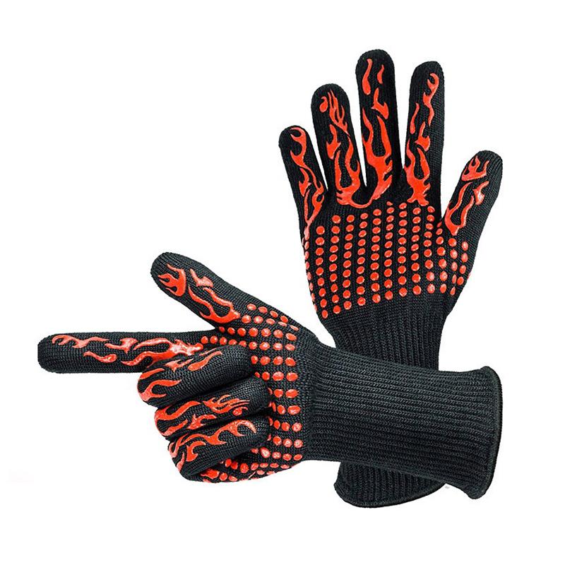 Нескользящие огнестойкие перчатки для микроволновой печи, экстремально жаропрочные рукавицы для духовки, огнестойкие перчатки для барбекю, выдерживающие температуру 300-500 градусов по Цельсию