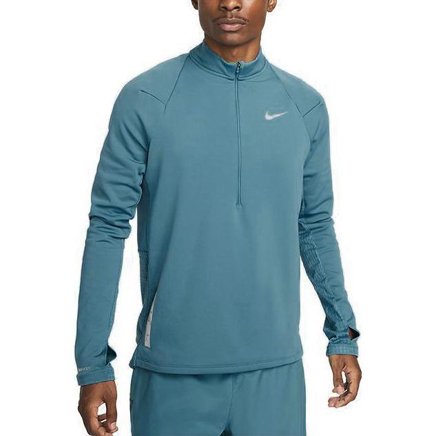 Nike Футболка для бега с длинными рукавами Therma-Fit Element Half-Zip, рукавами реглан и нашивкой с логотипом, мужская, синяя DV9298-379