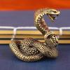 Латунная фигурка змеи, ретро-статуэтка змеи с детализированной чешуей, настольная мини-змея для домашнего офиса
