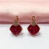 Изысканные Фиолетово-Золотые Серьги с Красным Камнем, Блестящие Русские Серьги, Изысканные Роскошные Серьги, Серьги-Гвоздики с Покрытием из 585 Розового Золота