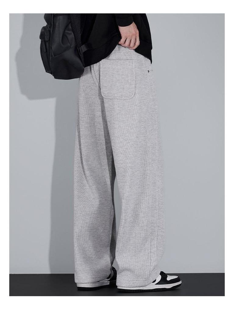 Мужские модные спортивные брюки свободного кроя на флисовой подкладке - осенне-зимние, прямого кроя, в стиле "папа"