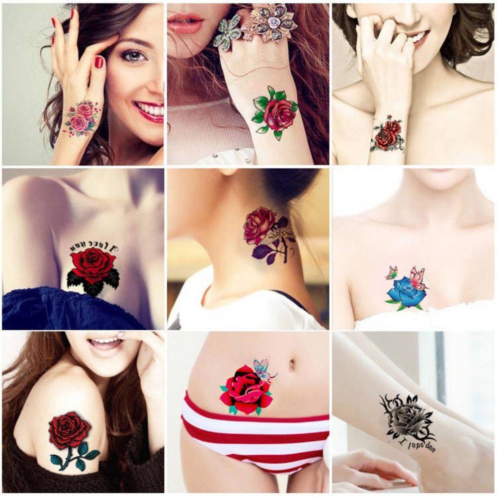 5/10/20/30/50 шт. Водонепроницаемые наклейки-татуировки с бабочками, 3D-текстурные наклейки-татуировки с цветами для женщин