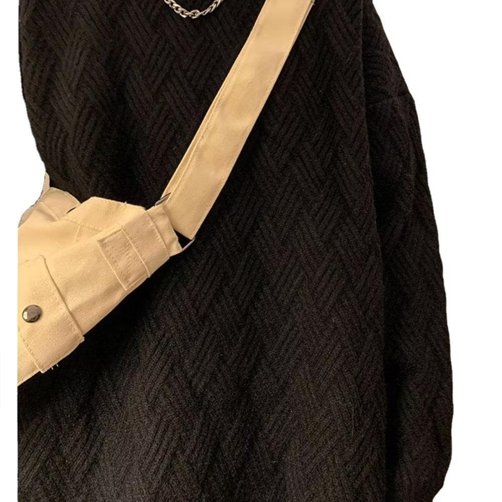 Коричневый свитер мужской модный зимний свитер свободного покроя в стиле ленивой вязки японское пальто пара одежда