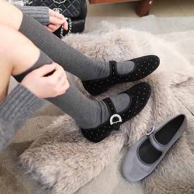 Женские туфли-лодочки, новый ретро-дизайн, балетки на плоской подошве, с мелким вырезом, туфли Мэри Джейн со стразами