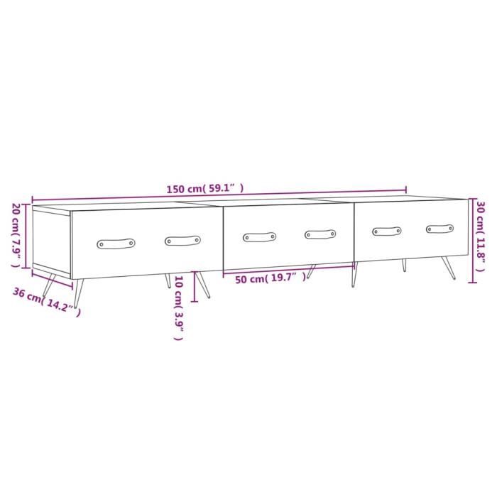 VidaXL TV Cabinet Sonoma Grey 150x36x30 Cm Engineered Wood 829130