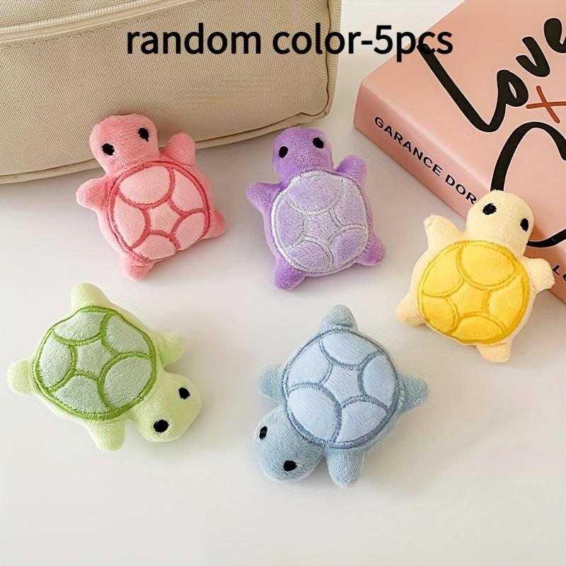 5pcs Mini Cute Turtle Plush Squeaky Toys, Soft Fabric,Interactive Boredom&Exercise Game,Small Breed Pet Supplies,Cartoon Pattern