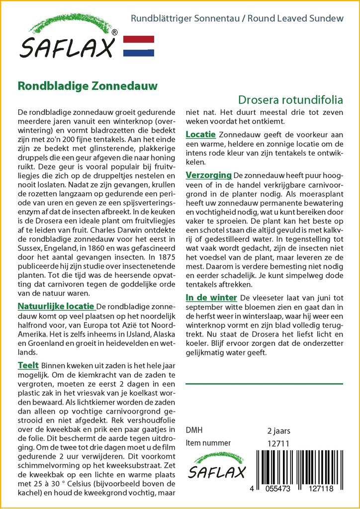 SAFLAX Росянка круглолистная - 50 семян - Drosera rotundifolia