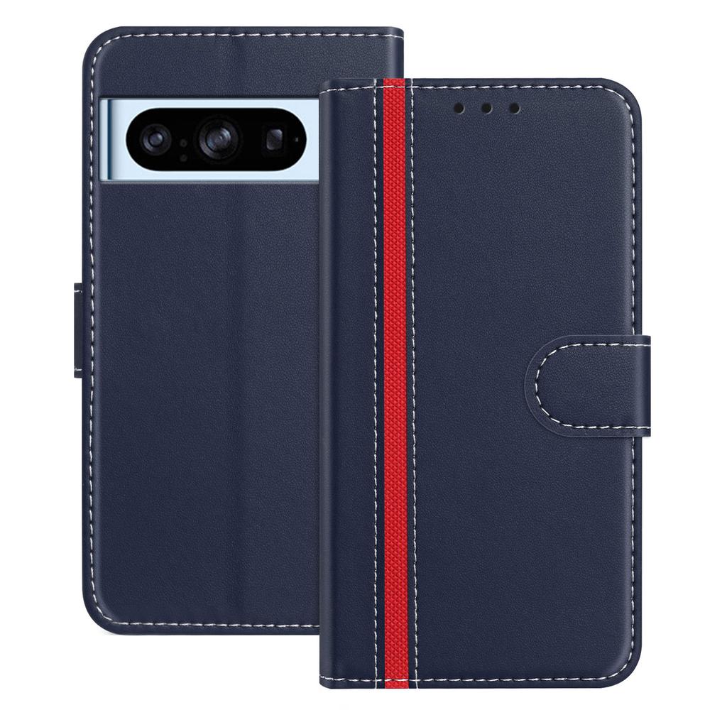 For Google Pixel 8 Pro Phone Cases Wallet Stand Color Splicing Leather Cover with Magnetic Clasp