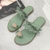 Women Slipper Pineapple Pearl Flat Toe Bohemian Casual Shoes Beach Sandals Ladies Shoes Platform Sandalias De Mujer 2024