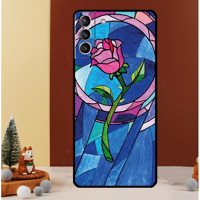 Stained Glass Rose Galaxys Case For Samsung Galaxy S24 Ultra S23 S22 S21 S20 FE Note 20 S8 S9 S10 Note 10 Plus Cover