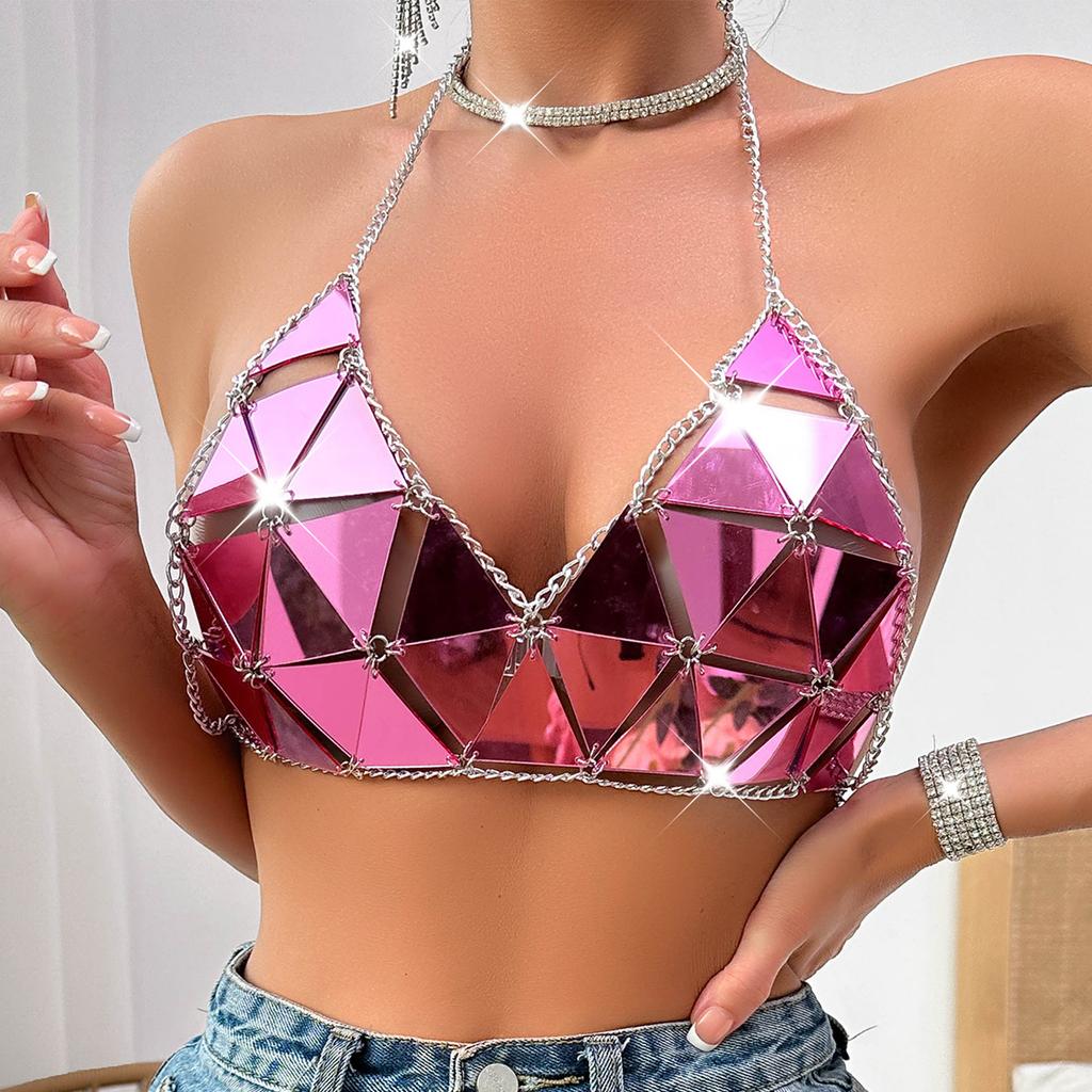 Женский бюстгальтер-батут с акриловыми пайетками и полым верхом