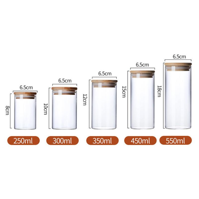Стеклянная банка с бамбуковой крышкой, герметичная канистра, бутылки для хранения продуктов, контейнер для хранения рассыпного чая, кофейных зерен, кухонные принадлежности