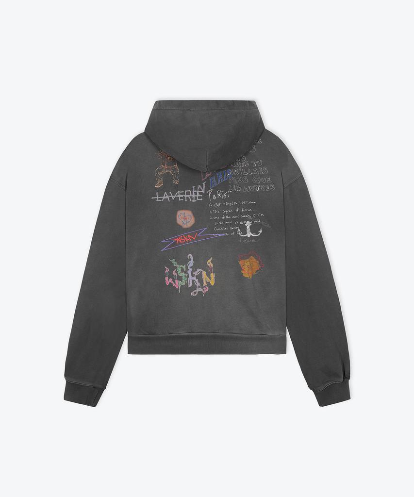 Wesken [Unisex] Oversized Scrapbook Zip-Up Hoodie (Charcoal)