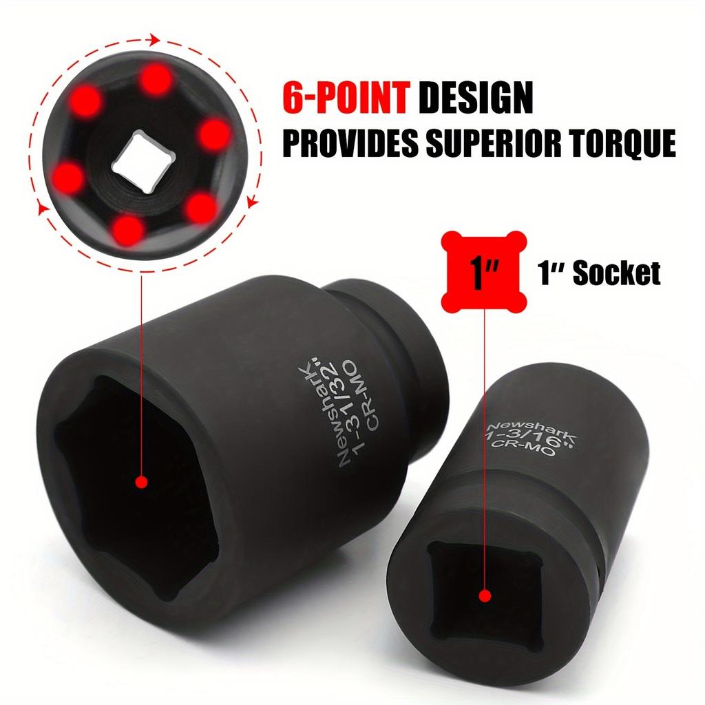 Набор глубоких торцевых головок, 11 шт., дюймовый (1-5/16"-1-31/32"),Набор торцевых головок с 6-гранным Cr-Mo шпинделем для авторемонта и домашнего ремонта