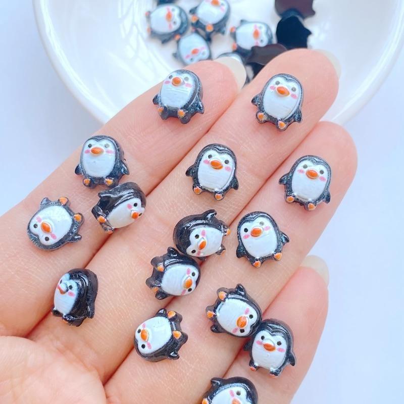 Cute 9mm Resin Mini Penguin Series Flat Back Stone Figurines DIY Wedding Scrapbook Manicure Accessories nail art decorations