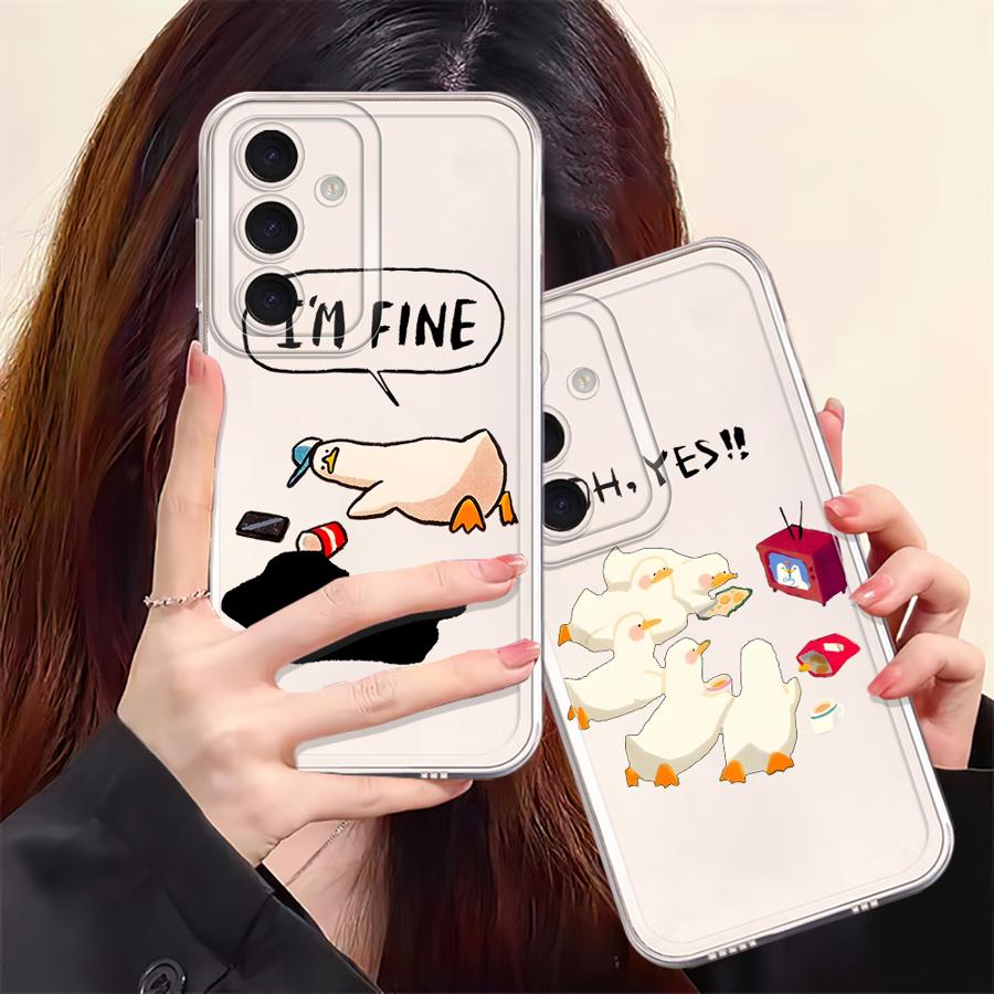 Мультяшный чехол-утка для Samsung Galaxy A57 A26 A24 A56 A25 A51 A34 A35 A52 A36 A37 A55 A54 A15 A52 A17 A14 A16 Чехол для телефона A23 A31