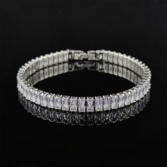 Women's Gold-Plated Zircon Tennis Bracelet - Full Diamond Design, Model S5650