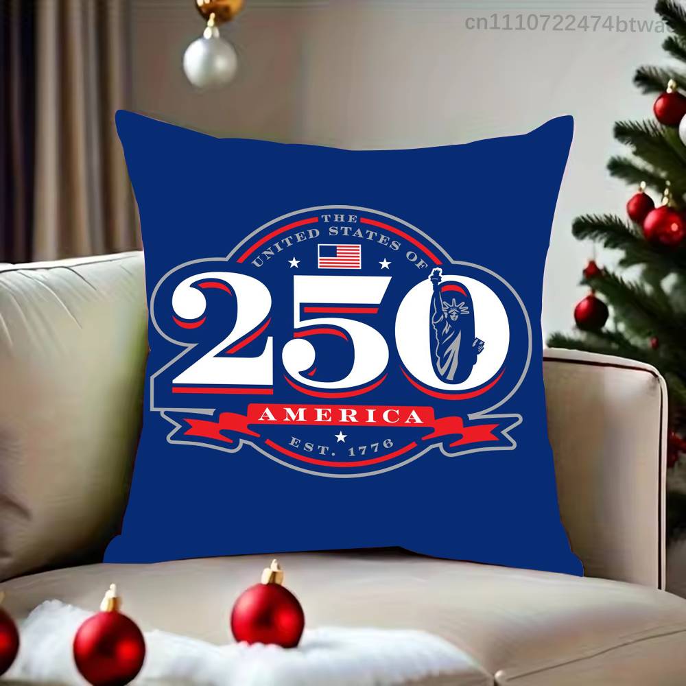 America Semiquincentennial Pillow Case For Sofa Bedroom Living Room Plush Cushion Cover Decorations and Protector