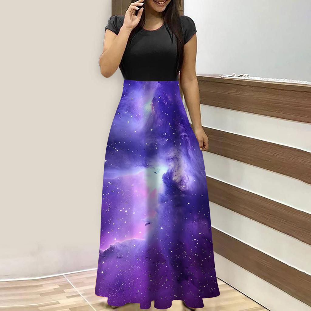 Женские модные повседневные свободные платья с круглым вырезом и коротким рукавом