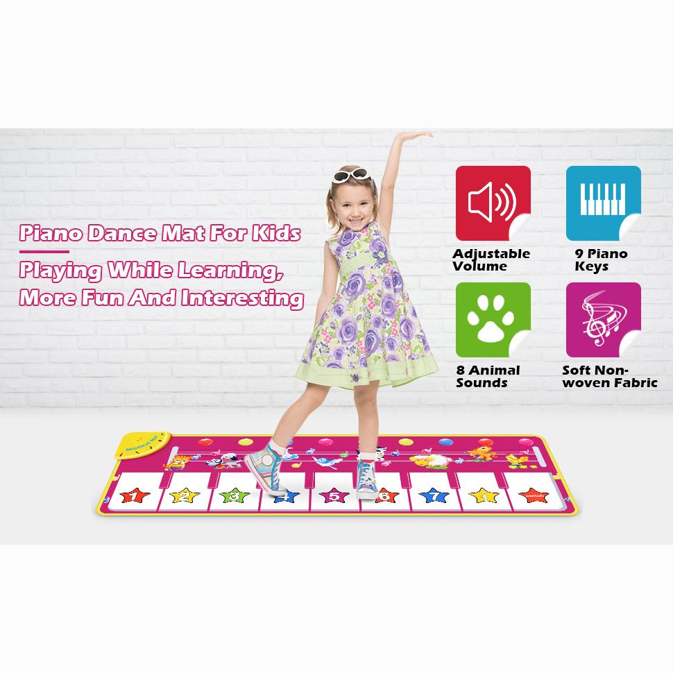 Музыкальный коврик для фортепиано, музыкальное напольное одеяло с клавиатурой для малышей, танцевальный коврик с 8 различными звуками животных, развивающие игрушки для раннего обучения для ребенка