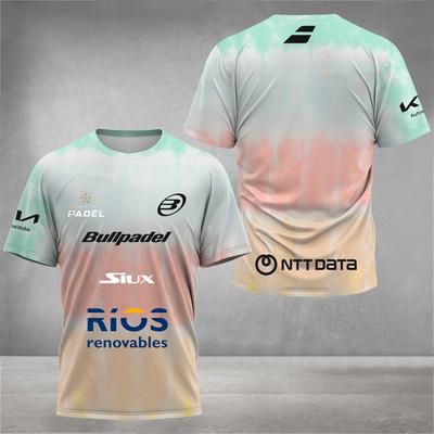 Быстросохнущая дышащая футболка для любителей падель-тенниса, мужская тренировочная теннисная одежда с коротким рукавом, летняя футболка с круглым вырезом и 3D-принтом