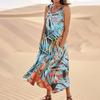 Women's Summer Casual Fashion Flower Printed Sleeveless  Pocket Dress