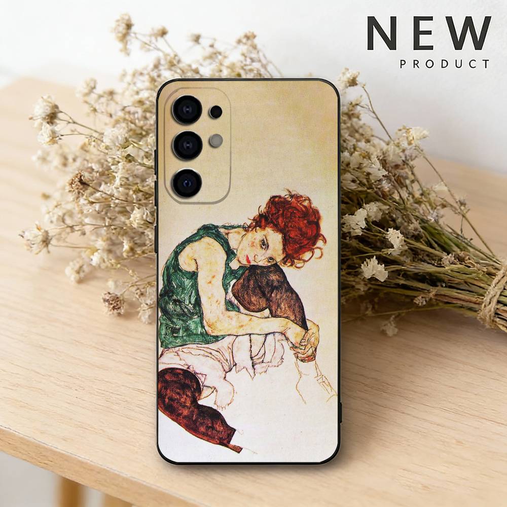 E-Egon S-Schiele Art Phone Case For Samsung S26,25,24,23,22,21,20,30,Ultra,Plus,Fe,Lite Black Shell
