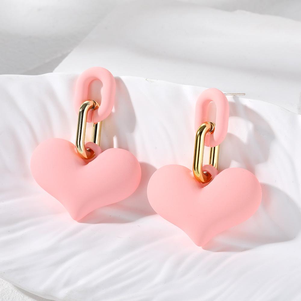 Pinkdudu New Macaron Love Square Acrylic Drop Earrings Light Luxury Multicolor Geometric Earring for Women Jewelry PD1856