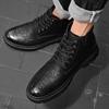 Ботинки в стиле ретро для работы, туфли на толстой подошве с высокой посадкой, мужские ботинки из натуральной кожи, повседневные короткие ботинки, мужские деловые формальные ботинки