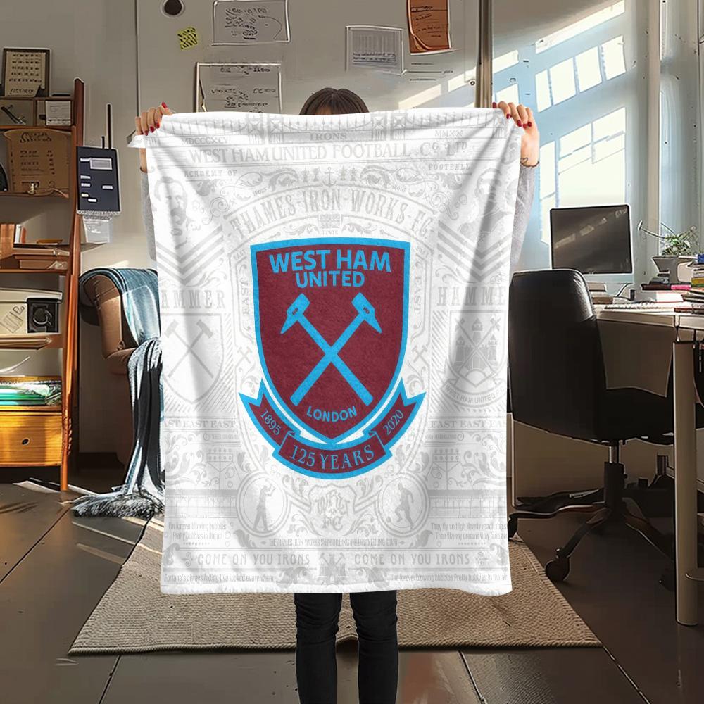 West Ham United F.C Flannel Blanket, High quality Comfortable for All Seasons, Home Decor, Warmth and Comfort
