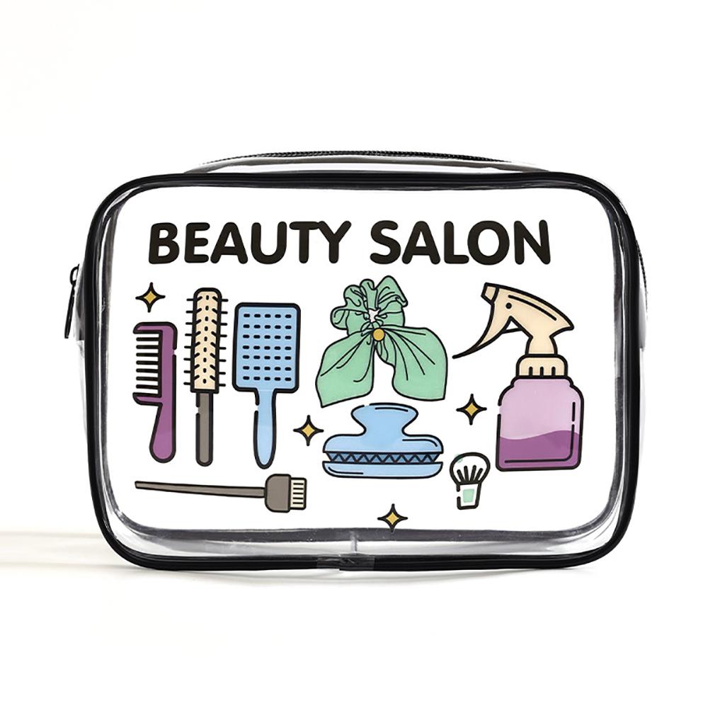 Transparent PVC Makeup Bag Waterproof Travel Toiletry Bag with Floral Print Large Capacity Cosmetic Organizer Bags