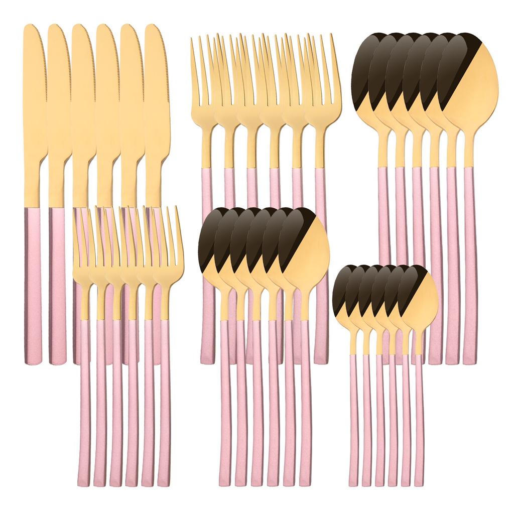 36 шт./6 компл., набор столовых приборов мятного золота, зеркало, столовые приборы из нержавеющей стали, нож, десертная вилка, чайная ложка, столовая посуда, кухонная посуда для ресторана