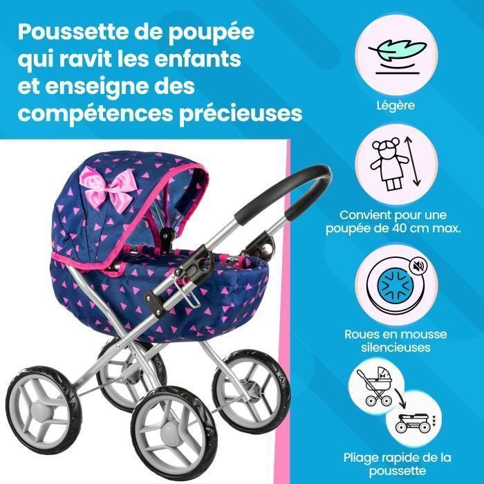 Poussette landau pour poupée pliable, capote, roues en mousse, châssis léger Kinderplay (KP0260T)