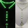 Glow In Dark Plastic Rosary Beads Luminous Noctilucent Cross Necklace Catholicism Religious Jewelry