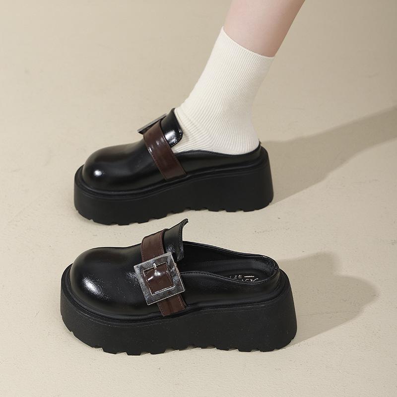 Маффины на толстой подошве, с закрытым носком, полушлепанцы, женская летняя обувь 2025, новые, удобные, с большим носком, повседневные, крутые шлепанцы