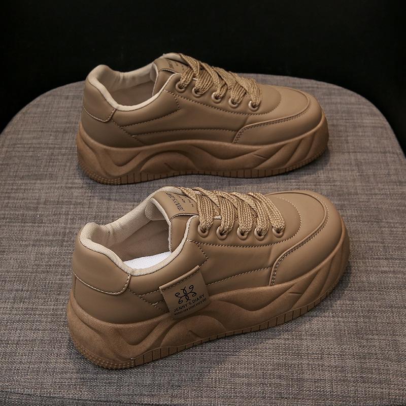 Мода 2024 года, осень, мода, женская повседневная обувь, однотонные кроссовки на платформе со шнуровкой, удобные женские туфли на плоской подошве, Zapatillas De Mujer