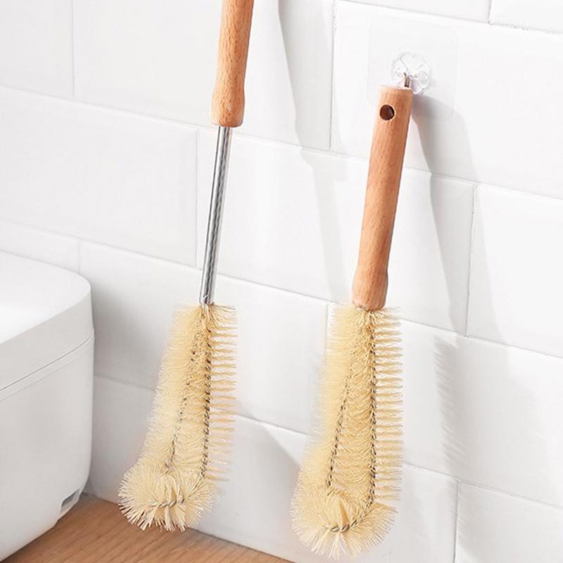 Щетка для чистки стеклянных бутылок с деревянной ручкой Кухонные принадлежности